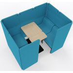 Chauffeuses modulables d'accueil alcove avec tables et cloisons - 4 places - turquoise Chauffeuses modulables d'accueil alcove avec tables et cloisons - 4 places - turquoise