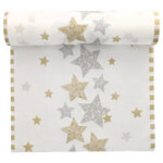 Chemin de table de no�l 'stardust', cr�me