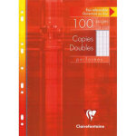 Clairefontaine copies doubles perfores blanche 21x29, 7cm 100 pages grands carreaux seys 90g tui carton ...