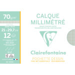 Clairefontaine papier calque millim�tr� transparent - a4 - 70 g - pochette dessin de 12 feuilles