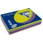 Clairefontaine ramette 5x50f papier trophe 160g a4 assortis intense soleil, menthe, cardinal, bleut, ...