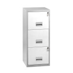 Classeur pratic - 3 tiroirs - mtal - corps aluminium - faades blanc