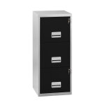 Classeur pratic - 3 tiroirs - mtal - corps aluminium - faades noir