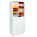 Classeur  rideaux bois h. 170 x l. 70 x p. 44 cm - blanc