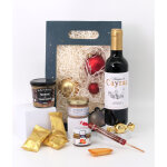 Coffret essentiel - panier gourmand 10 �l�ments - sac en papier vert et dorure �l�gante - coffret cadeau ...