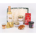 Corbeille delice - panier gourmand 10 �l�ments - corbeille verte - coffret cadeau festif et raffin�
