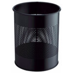 Corbeille metal, ronde, 15 litres, noir