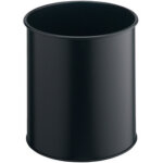 Corbeille metall, rond, 15 litres, noir