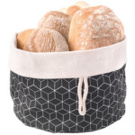 Corbeille � pain pliable, coton, noir / beige