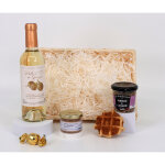 Corbeille plaisir - panier gourmand 5 �l�ments - corbeille en bambou nature - coffret cadeau festif et ...