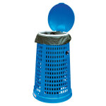 Corbeille vigipirate 1er prix en polythylne bleu avec couvercle pour sac poubelle 110 l