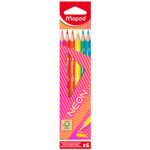 Crayon de couleur triangulaire neon, �tui carton de 6