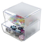 Deflecto systme modulable cube 2 tiroirs en polystyrne - dim. : l15, 2 x h15, 2 x p18, 2 cm transparent ...