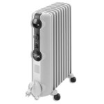 Delonghi radiateur bain d'huile mobile 2000w 3 allures de chauffe - dim. l47, 2 x h65 x p16 cm gris clair ...