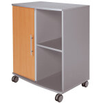 Desserte domino - mlamin - 4 cases gris aluminium + 1 porte htre
