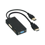 Dlh adaptateur hdmi (m) vers dvi / vga / displayport (f), 0, 15 m, hdmi type a (standard), dvi + vga ...