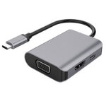 Dlh adaptateur usb - c vers hdmi ou vga, 3840 x 2160 pixels, rohs, ce, noir, argent, aluminium, 42 g, ...