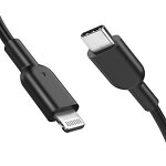 Dlh cable usb - c vers apple lightning certifie mfi 1m 3. 25a 65w max noir, 1 m, lightning, usb c, mle, ...