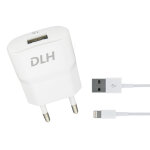 Dlh chargeur secteur usb 5w avec cable apple lightning pour iphone, intrieure, secteur, 1 a, 1 m, blanc ...
