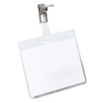 Durable pochette porte - badge ferm�e 60 x 90 mm - avec clip rotatif - transparent - bo�te de 25