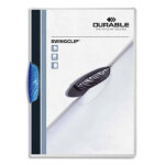 Durable chemise de prsentation swingclip  clip pivotant forme ellipse - 1  30 feuilles a4 - bleu