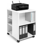 Desserte de bureau '74 / 59' ouvert, 6 �tag�res, blanc