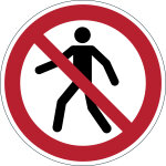 Durable pictogramme de signalisation au sol permanent - interdit aux pi�tons - diam�tre 43 cm