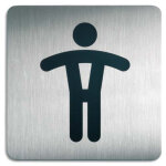 Durable plaque picto carr toilettes hommes en acier bross inoxydable - 15 x 15 cm - argent mtallis ...