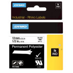 Dymo ruban polyester 18483 rhino - 12 mm x 5, 5 m - noir sur blanc