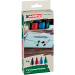 Edding 21 marqueur permanent - 90% de plastique recycl� - pointe ogive 1, 5 - 3 mm - pochette 4 couleurs ...