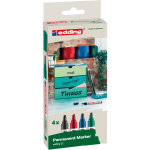 Edding 22 marqueur permanent - 90% de plastique recycl� - pointe biseaut�e 5 mm - pochette 4 couleurs ...