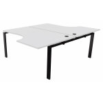 Ensemble 2 bureaux compacts e - link - l. 160 x p. 223 cm - plateau blanc - pieds noir