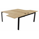 Ensemble 2 bureaux compacts e - link - l. 160 x p. 223 cm - plateau chêne nebraska - pieds noir Ensemble 2 bureaux compacts e - link - l. 160 x p. 223 cm - plateau chêne nebraska - pieds noir