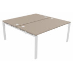 Ensemble 2 bureaux droits e - link - l. 160 x p. 163 cm - plateau argile - pieds blanc Ensemble 2 bureaux droits e - link - l. 160 x p. 163 cm - plateau argile - pieds blanc
