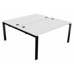 Ensemble 2 bureaux droits e - link - l. 160 x p. 163 cm - plateau blanc - pieds noir Ensemble 2 bureaux droits e - link - l. 160 x p. 163 cm - plateau blanc - pieds noir
