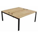 Ensemble 2 bureaux droits e - link - l. 160 x p. 163 cm - plateau chêne nebraska - pieds noir Ensemble 2 bureaux droits e - link - l. 160 x p. 163 cm - plateau chêne nebraska - pieds noir