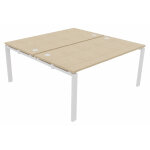 Ensemble 2 bureaux droits e - link - l. 160 x p. 163 cm - plateau chêne - pieds blanc Ensemble 2 bureaux droits e - link - l. 160 x p. 163 cm - plateau chêne - pieds blanc