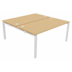 Ensemble 2 bureaux droits e - link - l. 160 x p. 163 cm - plateau hêtre - pieds blanc Ensemble 2 bureaux droits e - link - l. 160 x p. 163 cm - plateau hêtre - pieds blanc