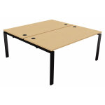 Ensemble 2 bureaux droits e - link - l. 160 x p. 163 cm - plateau hêtre - pieds noir Ensemble 2 bureaux droits e - link - l. 160 x p. 163 cm - plateau hêtre - pieds noir