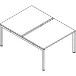 Ensemble 2 postes droit actual - l. 140 x p. 165 cm - plateau h�tre - 4 pieds aluminium