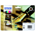 Epson 16  stylo  plume  cartouche d'encre originale durabrite ultra c13t16264012 - pack de 4 (noir, ...