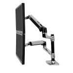Ergotron lx series dual stacking arm, 18, 1 kg, 61 cm (24'), 75 x 75 mm, 100 x 100 mm, rglage de la ...