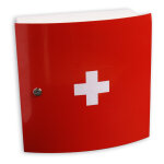 Esculape armoire à pharmacie design vide , 1 porte en métal rouge et blanche Esculape armoire à pharmacie design vide , 1 porte en métal rouge et blanche