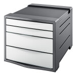 Esselte bloc de classement 4 tiroirs vivida - gris fonc� / blanc