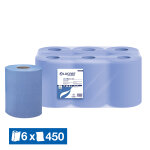 Essuie - mains bobines  dvidage central bleu, lot de 6