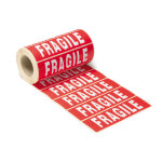 Etiquette adh�sive pr� - imprim�e ''fragile'' - rouleau de 500 �tiquettes 14 x 4 cm