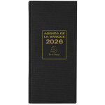 Exacompta agenda de bureau banquier long euro et cents 16 x 34 cm journalier 2026 - noir