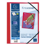 Exacompta chemise  lastiques 3 rabats polypropylne translucide krea cover - a4 - rouge