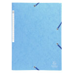 Exacompta chemises � �lastiques carte lustr�e 3 rabats monobloc - turquoise