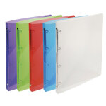 Exacompta classeur 4 anneaux 15 mm polypropyl�ne crystal colours - a4 - couleurs assorties